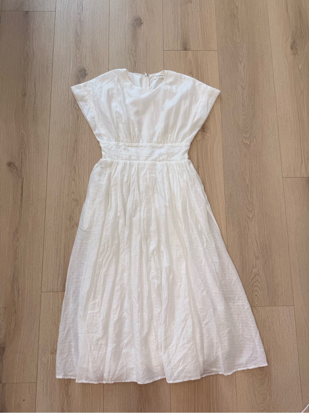 Storia White Textured Midi Dress women summer dress vacation medium